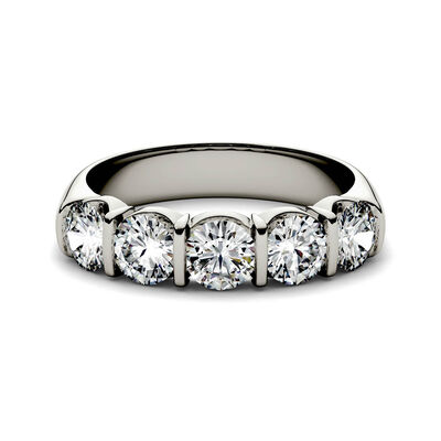Moissanite Band with Five-Stone Setting in 14K White Gold (1 5/8 ct. tw.)
