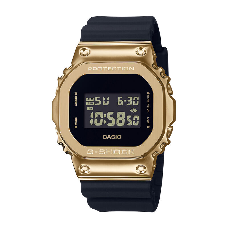 Men&rsquo;s 5600-Series Watch with Yellow Gold-Tone Case and Black Resin Strap