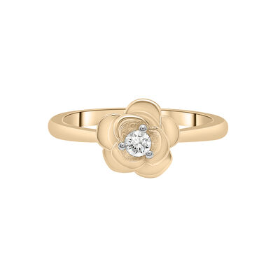 Diamond Flower Ring in 14K Yellow Gold (1/10 ct. tw.)