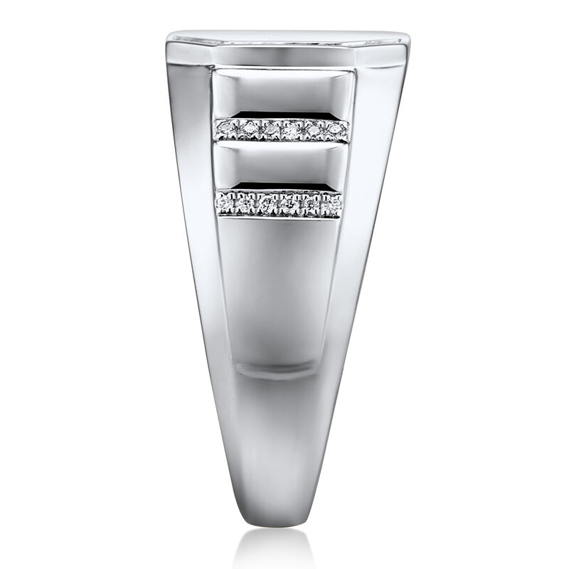Men&rsquo;s Diamond Signet Ring in Sterling Silver &#40;1/8 ct. tw.&#41;