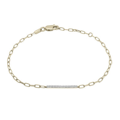 Diamond Bar Paperclip Chain Bracelet in Vermeil (1/10 ct. tw.)