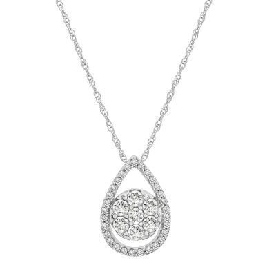 Diamond Cluster Pendant with Pear-Shaped Halo in 10K White Gold (1/2 ct. tw.)
