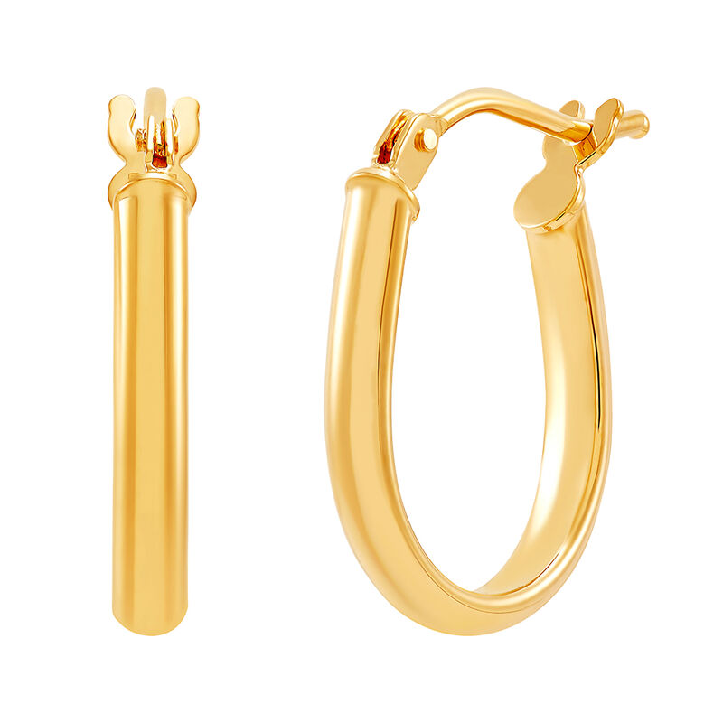 Small Oval Hoop Earrings in 14K Yellow Gold