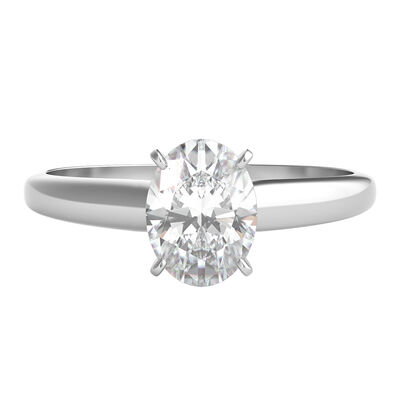 Oval Solitaire Diamond Engagement Ring in 14K White Gold (3/4 ct. tw.)
