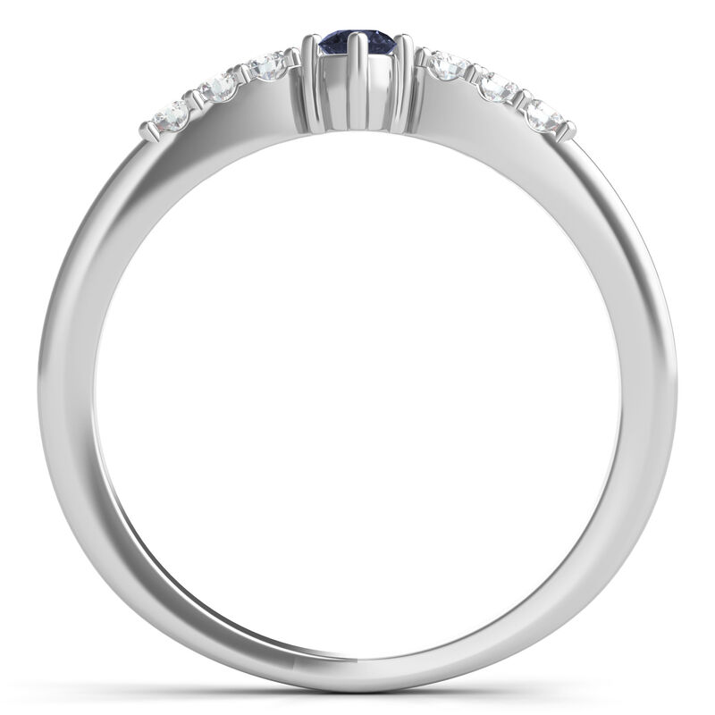 Lab Grown Diamond and LabCreated Blue Sapphire Ring in Sterling Silver