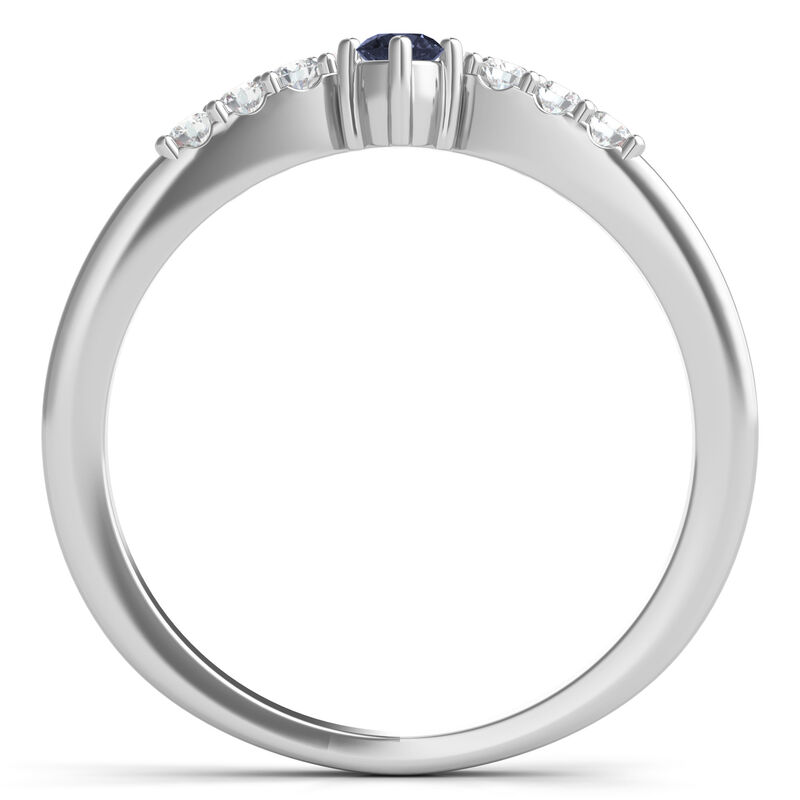 Lab Grown Diamond and Lab-Created Blue Sapphire Chevron Ring in Sterling Silver &#40;1/7 ct. tw.&#41;