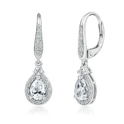 Lab-Created White Sapphire Dangle Earrings in Sterling Silver