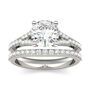Round Moissanite Ring Set with Split-Shank Band in 14K White Gold &#40;2 1/8 ct. tw.&#41;