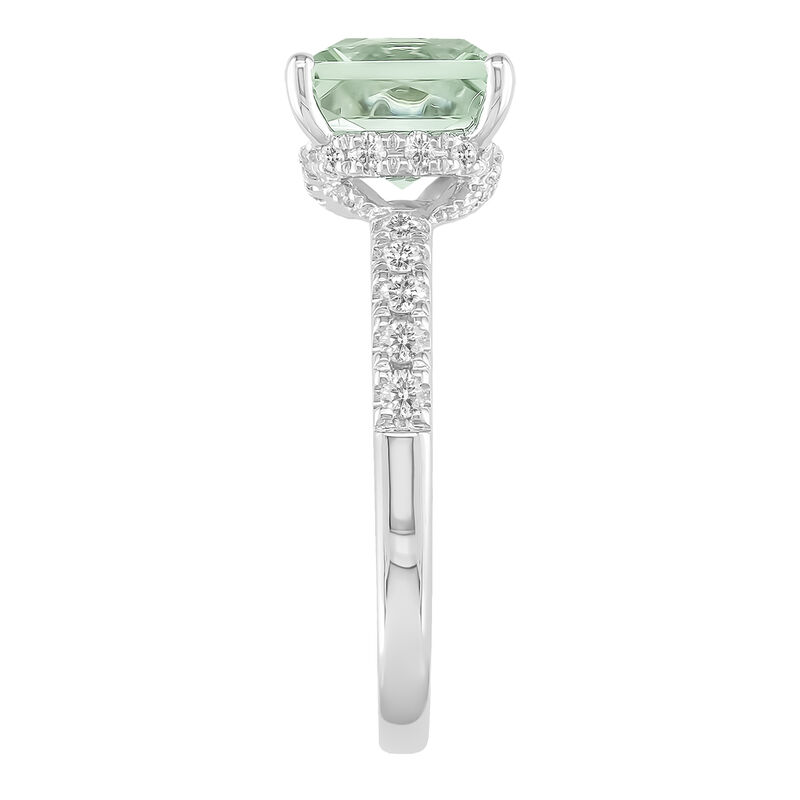 Radiant-Cut Green Amethyst and Diamond Ring in 14K White Gold &#40;1/3 ct. tw.&#41;