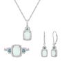 Cushion-Cut Opal Earrings, Pendant and Ring Set in Sterling Silver