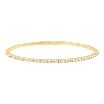Diamond Flex Bangle Bracelet in 10K Yellow Gold (1 ct. tw.)