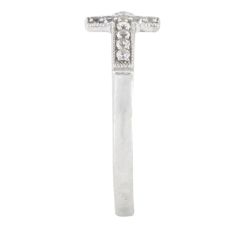 Lab Created White Sapphire Cross Stack Ring in Sterling Silver