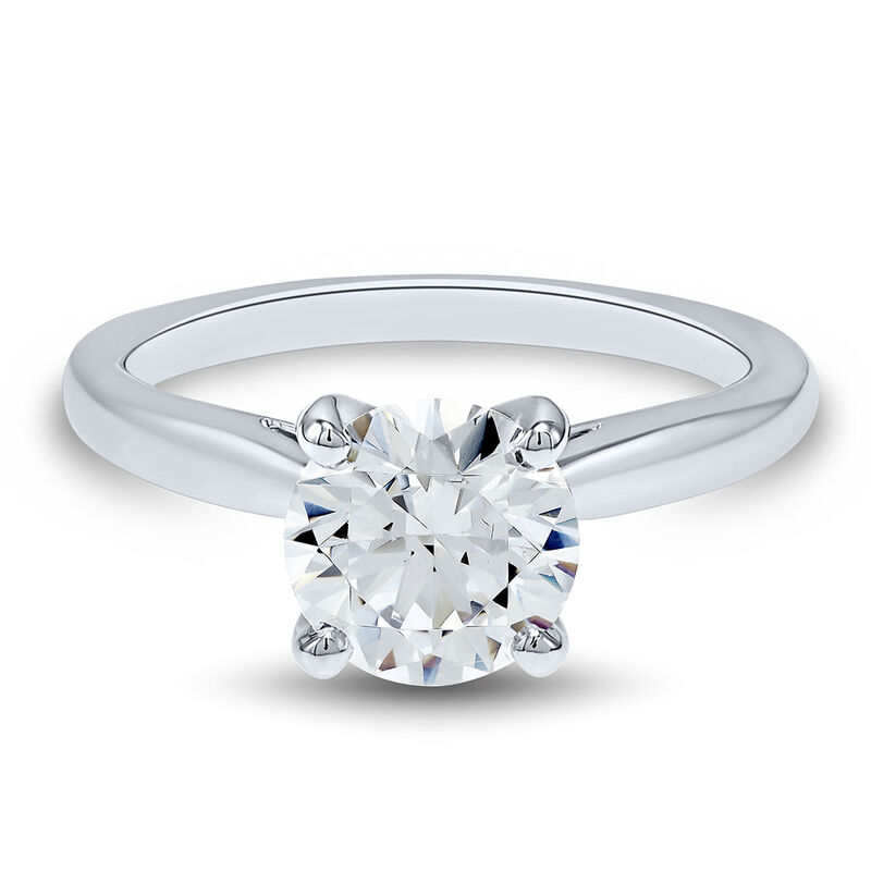 lab grown diamond round solitaire engagement ring with taper in 14k white gold &#40;1 1/2 ct.&#41;