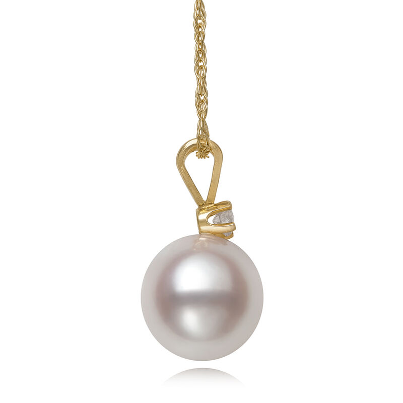Single Freshwater Pearl Necklace with Diamond Accent