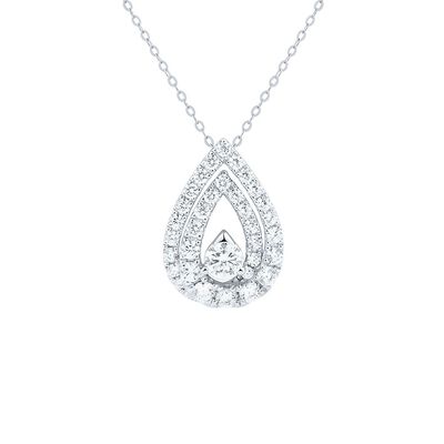 Light Heart® 1 1/2 ct. tw. Lab Grown Diamond Pendant in 14K White Gold