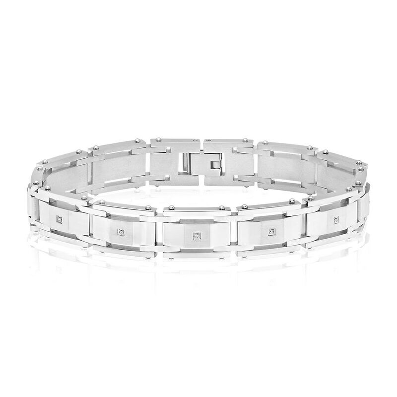 Men&#39;s Diamond Bracelet in Stainless Steel