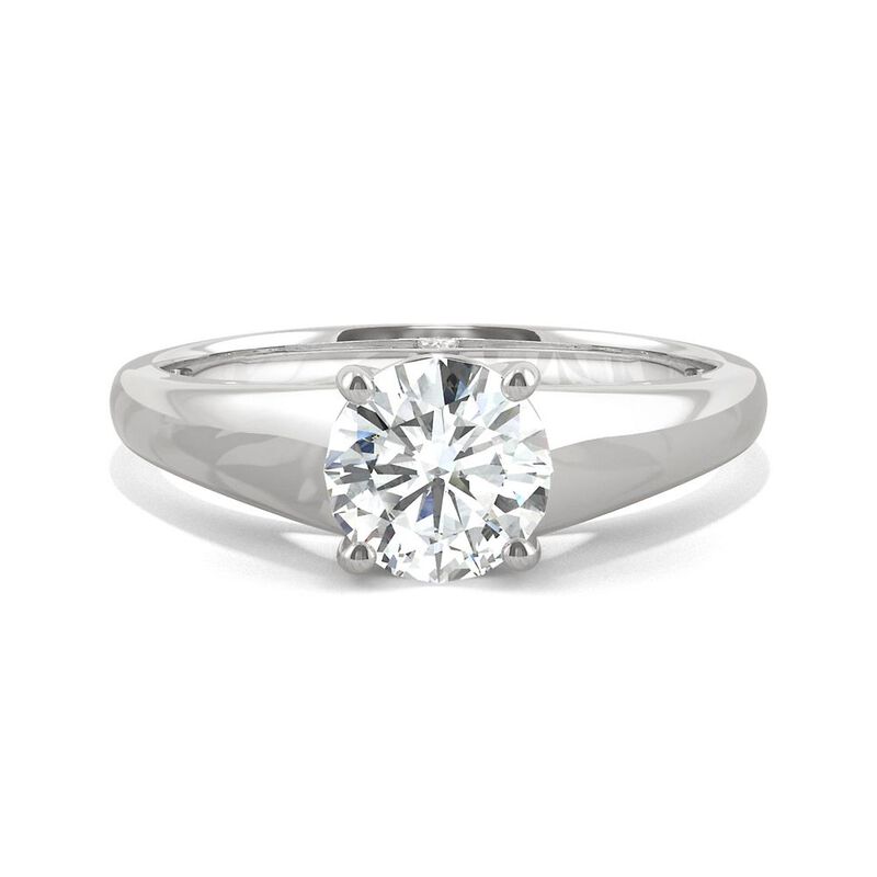 Round Moissanite Solitaire Ring with Tapered Band in 14K Gold &#40;1 ct.&#41;