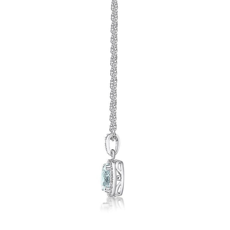 Aquamarine &amp; 1/10 ct. tw. Diamond Pendant in Sterling Silver