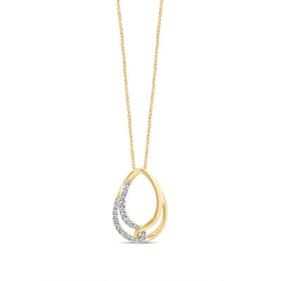 Lab Grown Diamond Pear-Shaped Pendant in 10K Yellow Gold (1/5 ct. tw.)