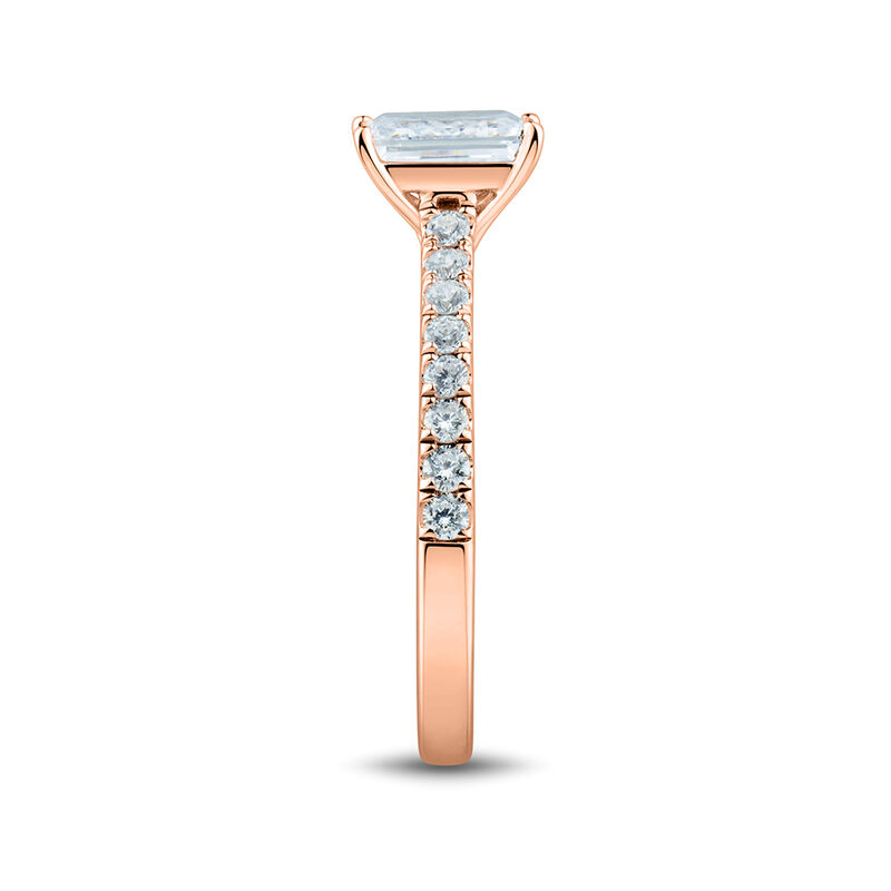 lab grown diamond emerald-cut engagement ring with pave setting in 14k rose gold &#40;1 1/3 ct. tw.&#41;