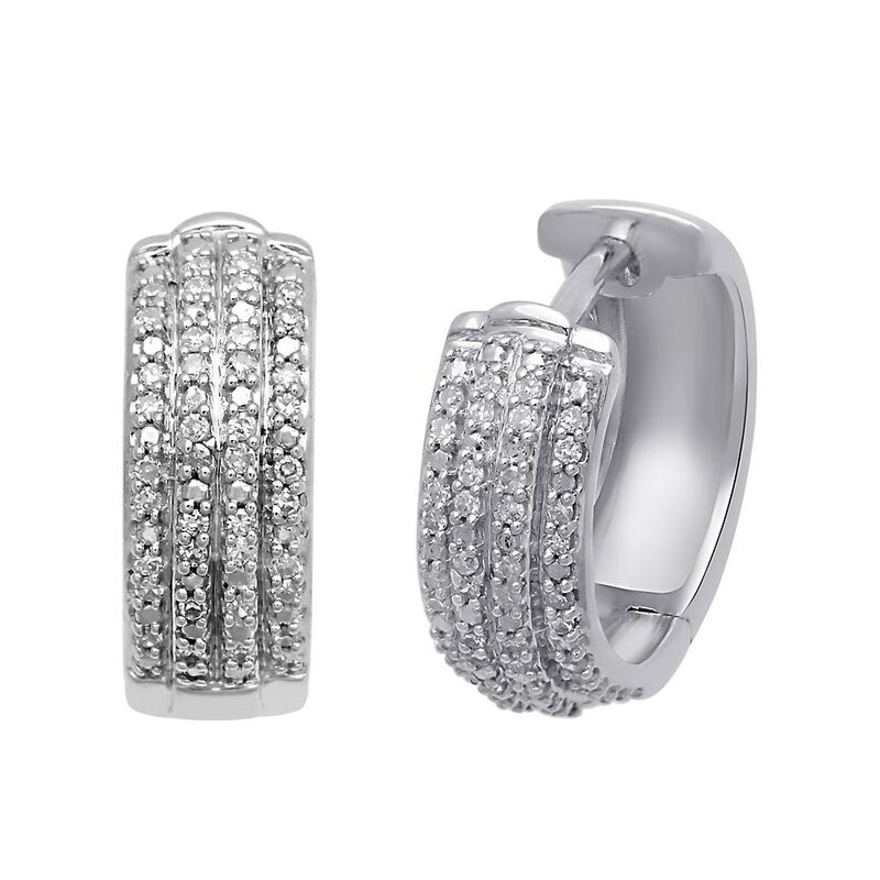 1/8 ct. tw. Diamond Hoop Earrings in Sterling Silver