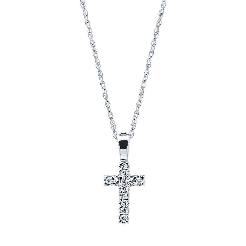 Diamond Cross Necklace 1/6 ct tw Stainless Steel 22