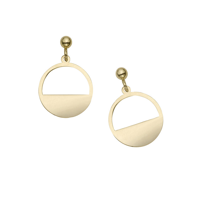 Circle Drop Earrings in 14K Yellow Gold