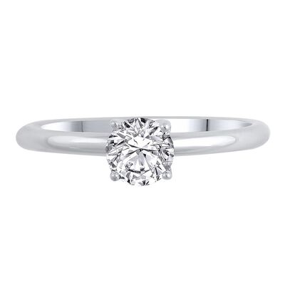 lab grown diamond round solitaire engagement ring in 14k white gold (3/4 ct.)
