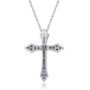 Lab Created White Sapphire &amp; Amethyst Cross Pendant in Sterling Silver