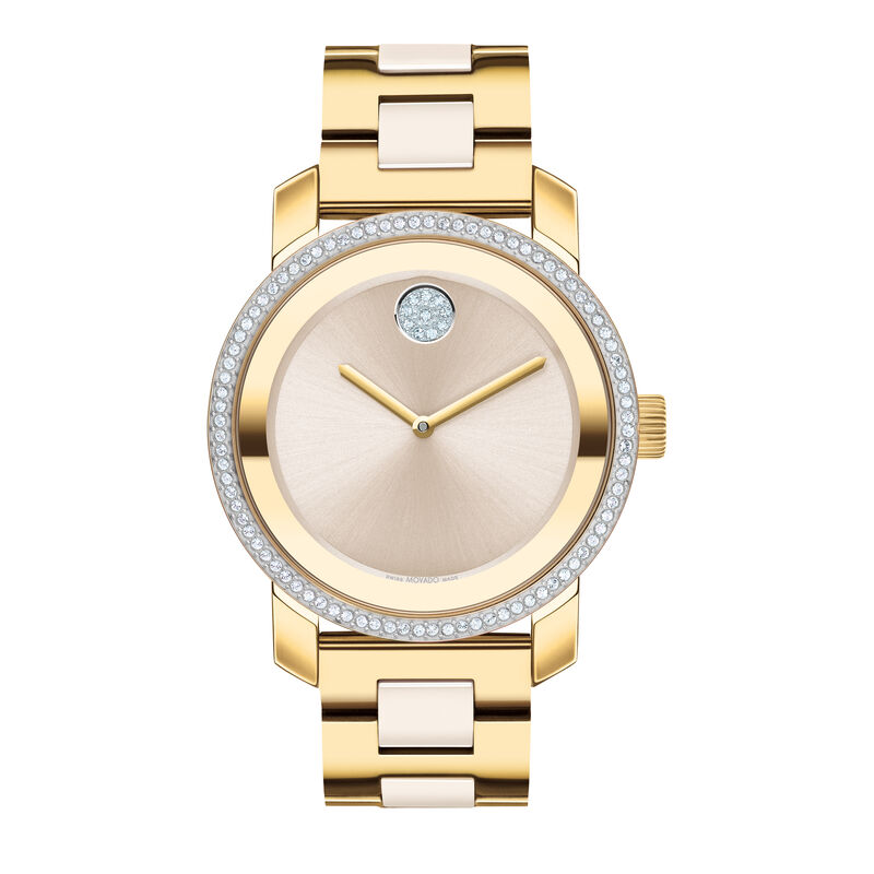 Ladies&rsquo; Ceramic Dress Watch in Gold Ion-Plated Stainless Steel