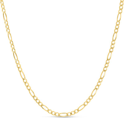 Solid Figaro Chain in 14K Yellow Gold, 3.8MM