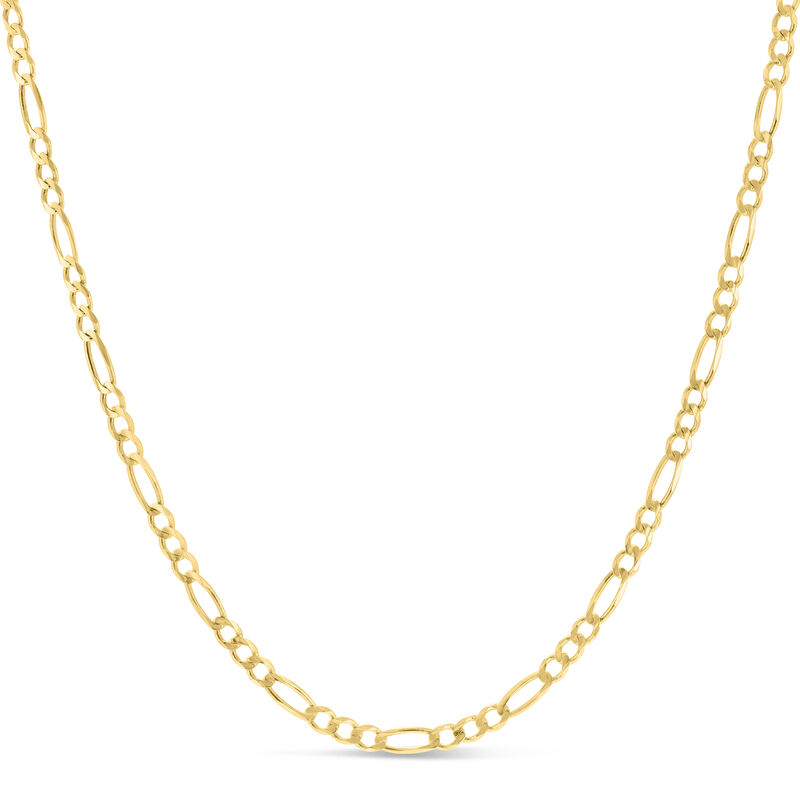 Solid Figaro Chain in 14K Yellow Gold, 3.8MM