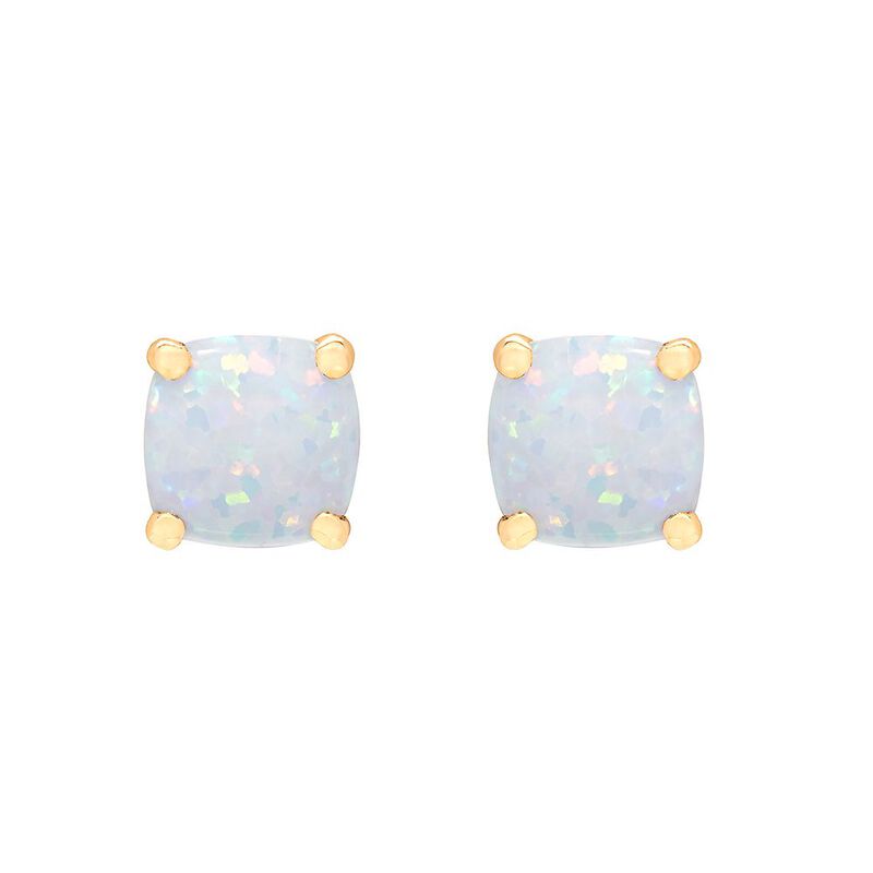 Lab Created Opal Stud Earrings in 10K Yellow Gold