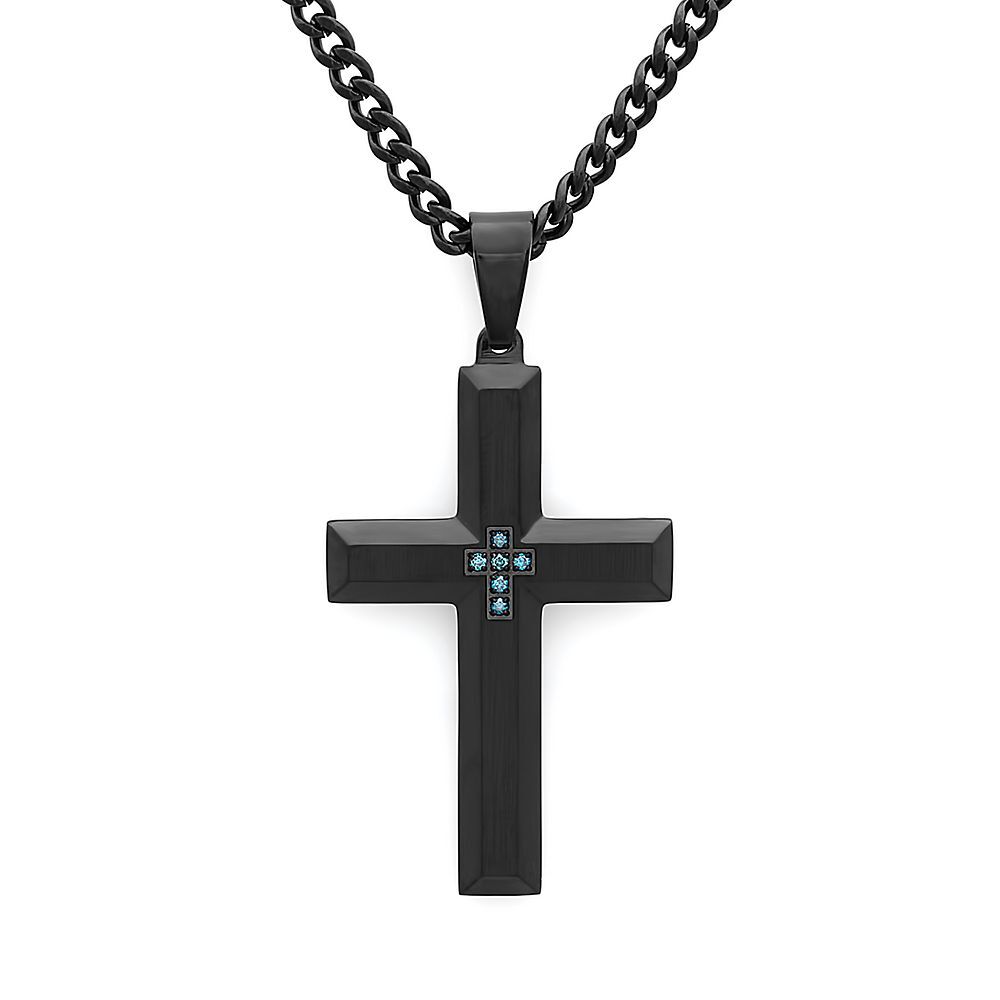 Buy CZARDONIC Saint Praying Silver Stainless Steel Necklace with Jesus Cross  Pendant | Stylish & Fancy Neckpiece for All Men & Women (Azure Blue) at  Amazon.in