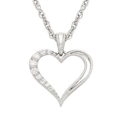 1/10 ct. tw. Diamond Heart Pendant in Sterling Silver