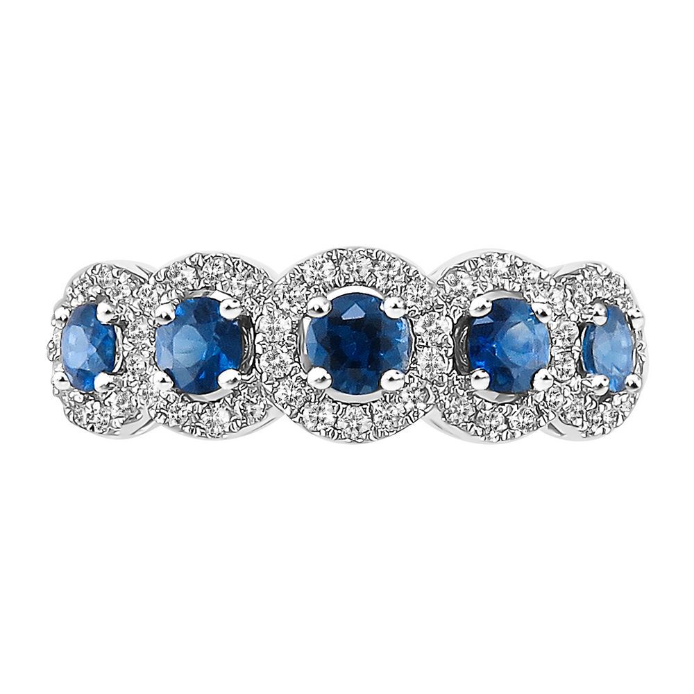 Blue Sapphire Diamond Women's Eternity Wedding Band Solid Ring 14k WGold  3.7Ct
