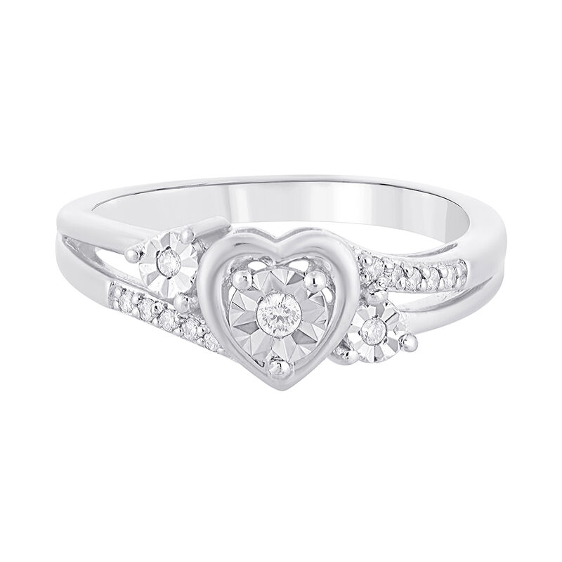 Heart-Shaped Diamond Promise Ring in Sterling Silver &#40;1/10 ct. tw.&#41;