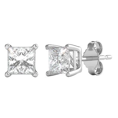 Diamond Princess-Cut Solitaire Stud Earrings in 14K White Gold (1 ct. tw.)