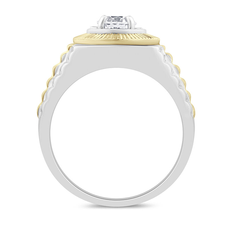 Men&rsquo;s Lab Grown Diamond Solitaire Band in 10K White &amp; Yellow Gold &#40;3/4 carat&#41;