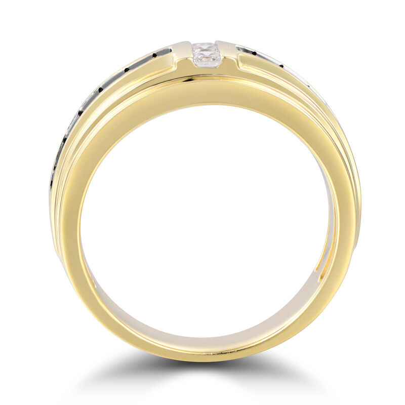 Men’s Black & White Diamond Ring in 10K Yellow Gold (5/8 ct. tw.)