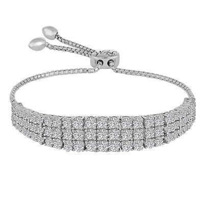 Rhythm & Muse™ Lab Created White Sapphire Multi-Row Bolo Bracelet in Sterling Silver