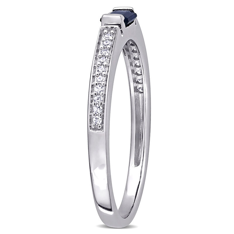Blue Sapphire &amp; Diamond Stacking Ring in 10K White Gold &#40;1/10 ct. tw.&#41;