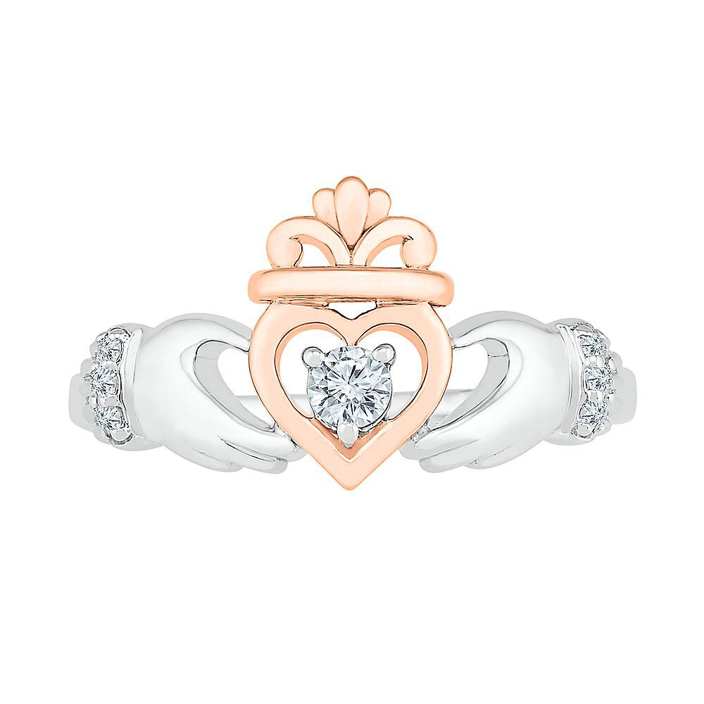 Ladies Rose Gold Claddagh Ring with Trinity Band