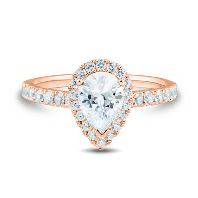 lab grown diamond engagement ring with Pear Shape in 14k rose gold (1 1/4 ct. tw.)