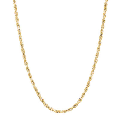 Heavy Hollow Rope Chain in 14K Yellow Gold , 3MM, 24