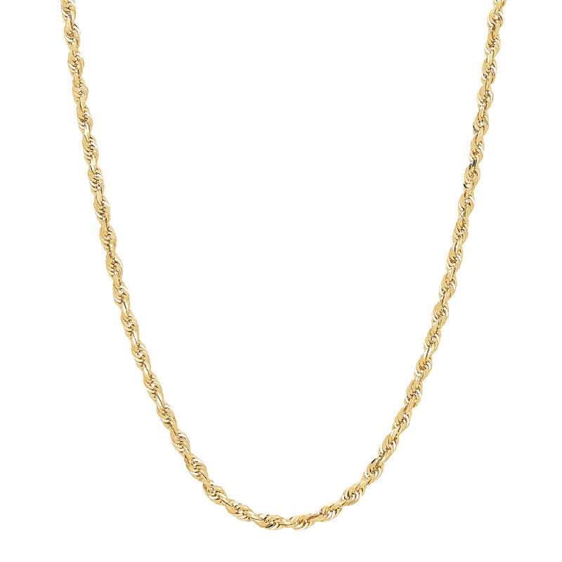 Heavy Hollow Rope Chain in 14K Yellow Gold , 3MM, 24&quot;