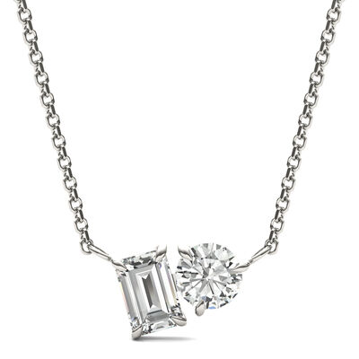 Lab-Created Moissanite Necklace in 14K White Gold (1 ct. tw.)