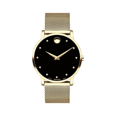 Museum Classic Men’s Watch with Mesh Bracelet in Yellow Gold-Tone PVD Stainless Steel, 40mm