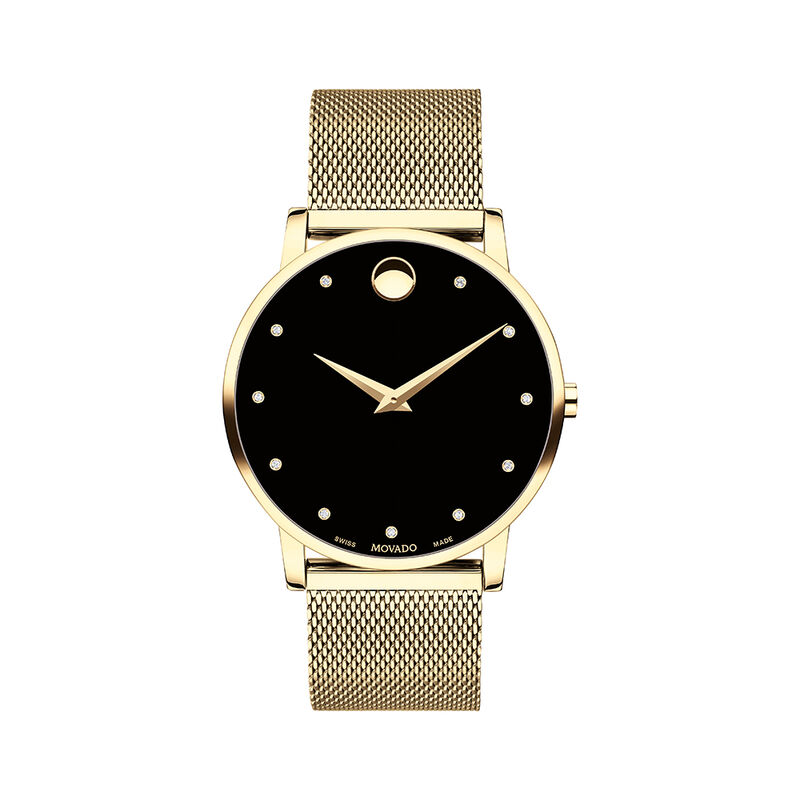 Museum Classic Men&rsquo;s Watch with Mesh Bracelet in Yellow Gold-Tone PVD Stainless Steel, 40mm