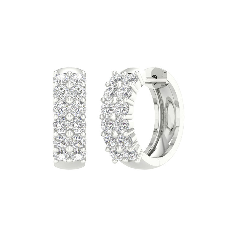 Lab Grown Diamond Two-Row Hoop Earrings in 14K White Gold &#40;2 ct. tw.&#41;
